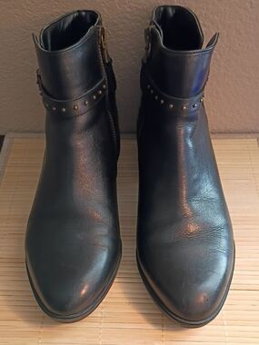 Lauren Ralph Lauren Black Leather Studded Ankle Booties